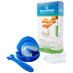 SnoreMed anti-snoring device with packaging and spatula on a white background