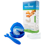 SnoreMed anti-snoring device with packaging and spatula on a white background